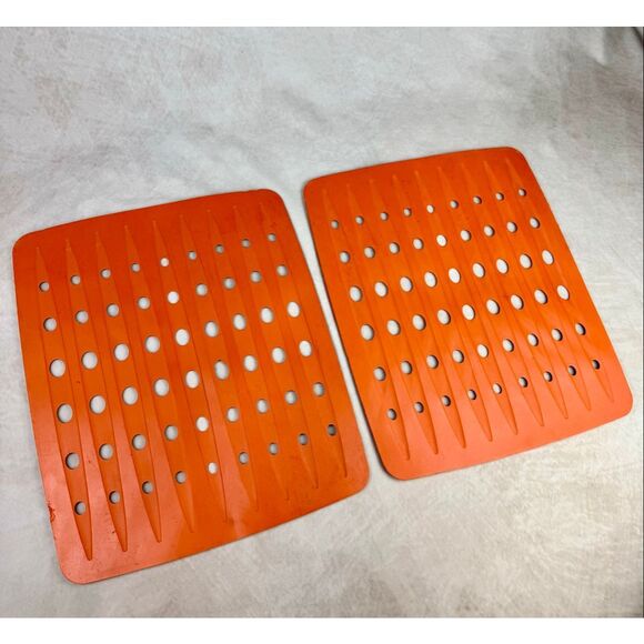 Vintage 1970s Rubbermaid Sink Mat Orange 10.75"x12.75” Set of 2 READ - Picture 1 of 15